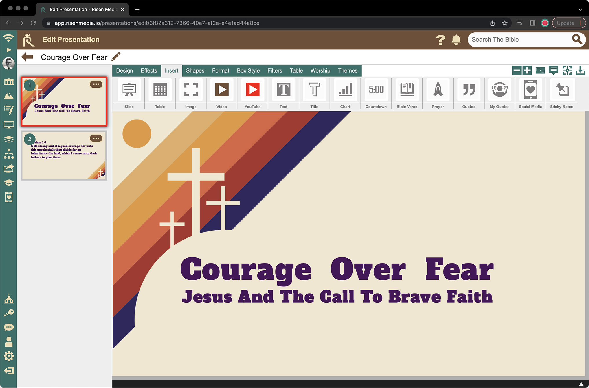 screenshot of Risen Media